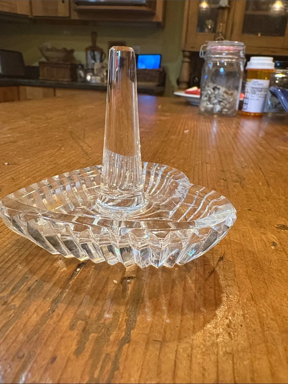 Clear Glass Heart-Shaped Ring Holder and Jewelry Tray unsure if Waterford